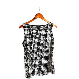 Ann Taylor Black and White Geometric Print Sleeveless Top SIZE M